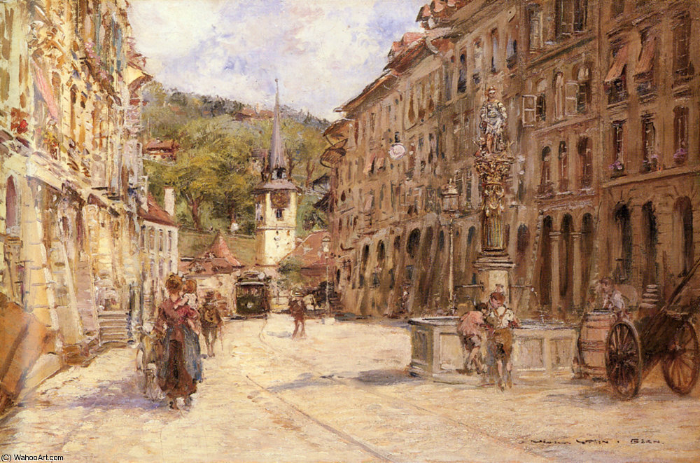 "Уличная сцена в Берне", картина Жоржа Стайна