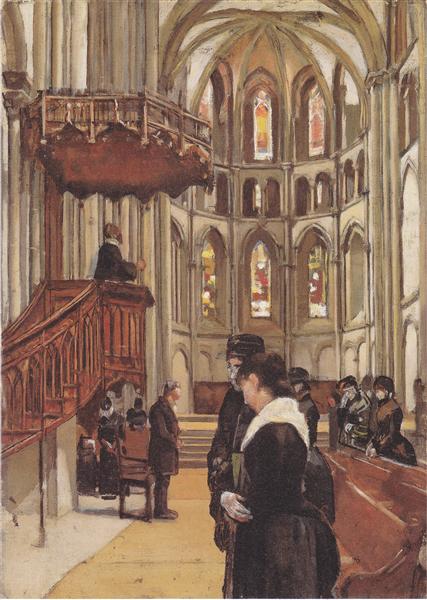 "Молитва в соборе Святого Петра в Женеве", картина Фердинанда Ходлера